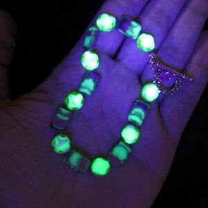 Uranium glass bead bracelet